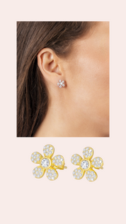 Daisy Flower Pavé Studs