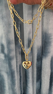 MB Puffy Double Wrap Heart Necklace