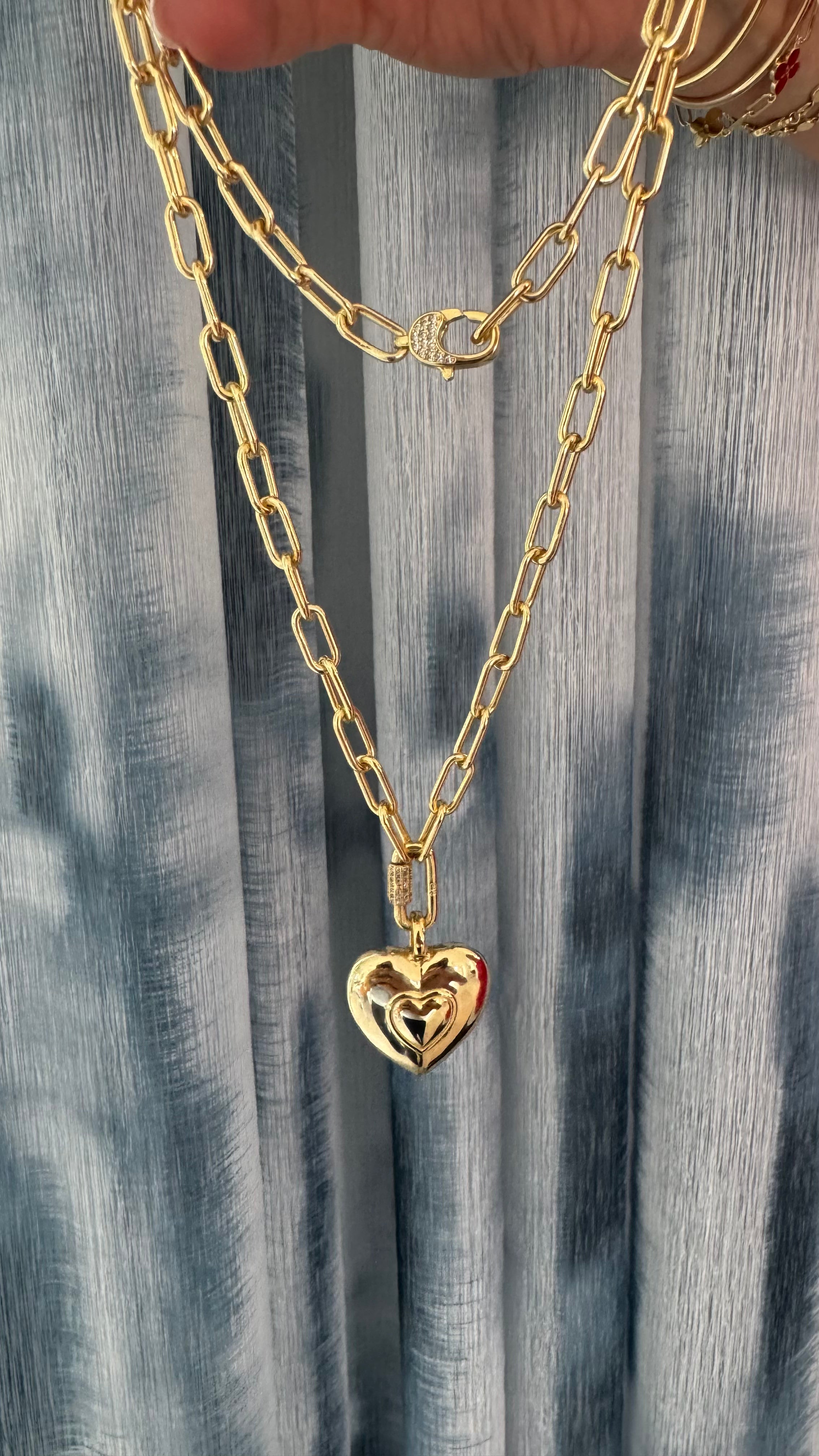 MB Puffy Double Wrap Heart Necklace