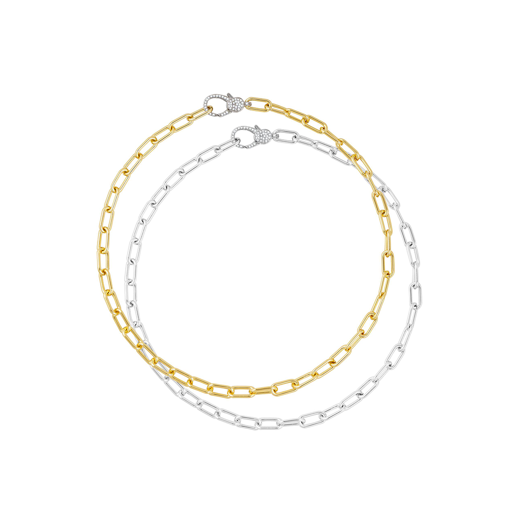 Chunky Link Chain with Pavé Clasp Necklace