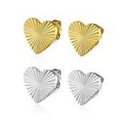 Fluted Heart Studs