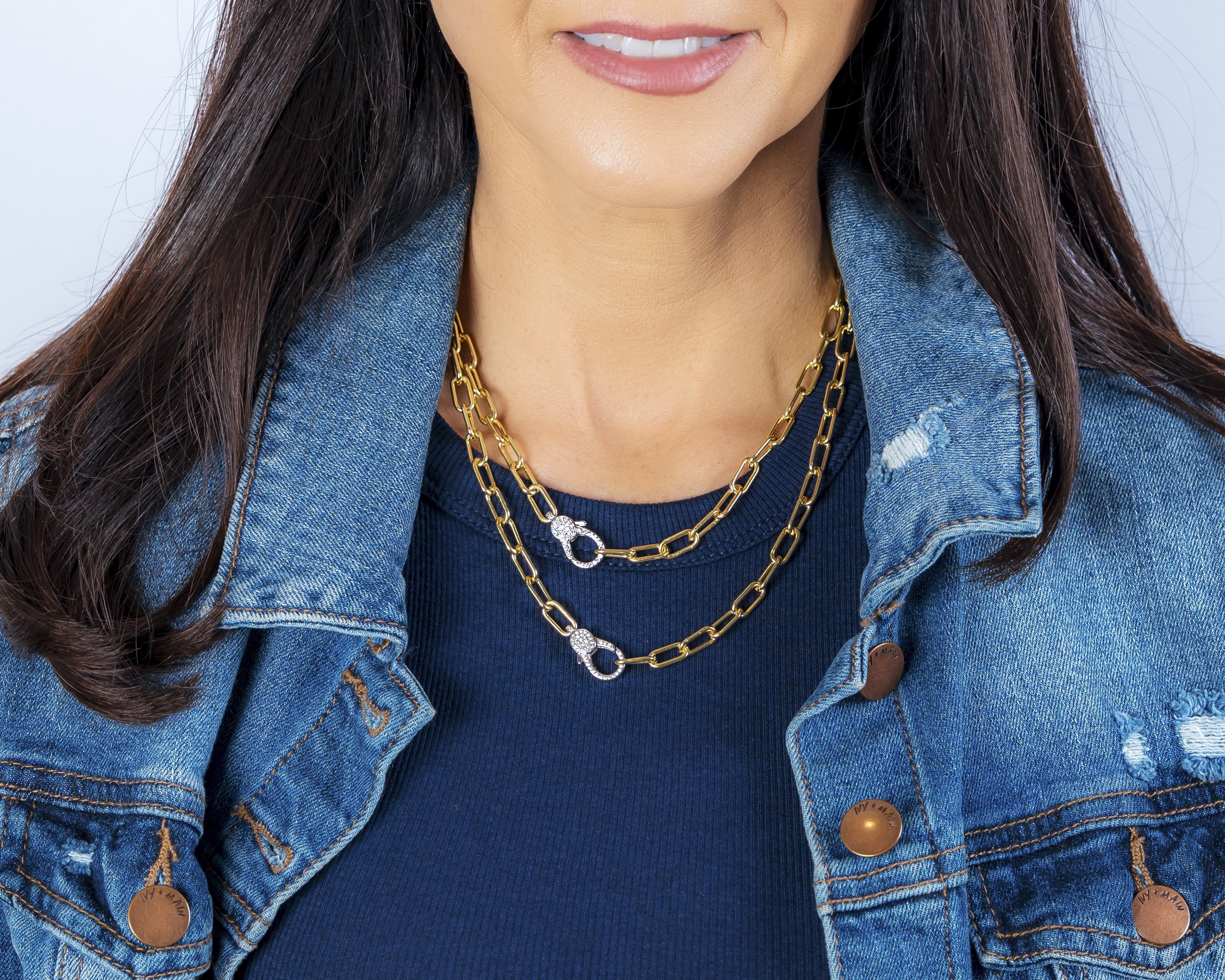 Chunky Link Chain with Pavé Clasp Necklace