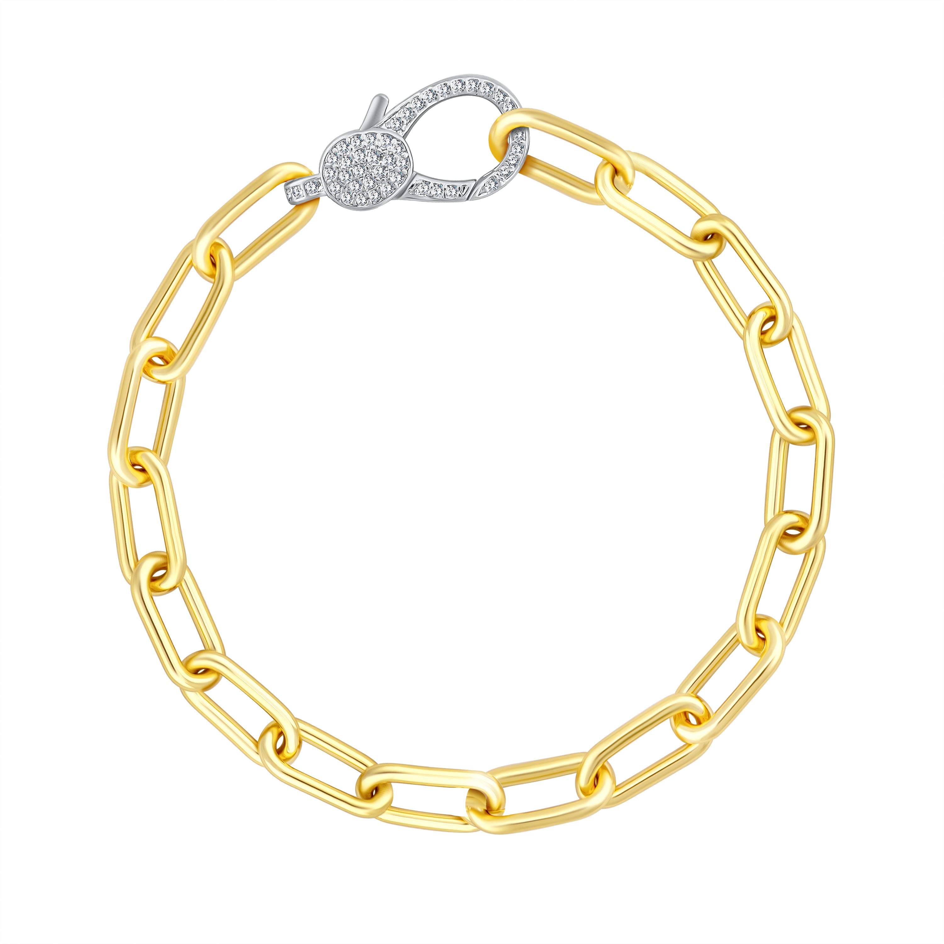 Chunky Link Chain with Pavé Clasp Bracelet