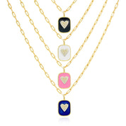 Enamel Heart on Paperclip Chain