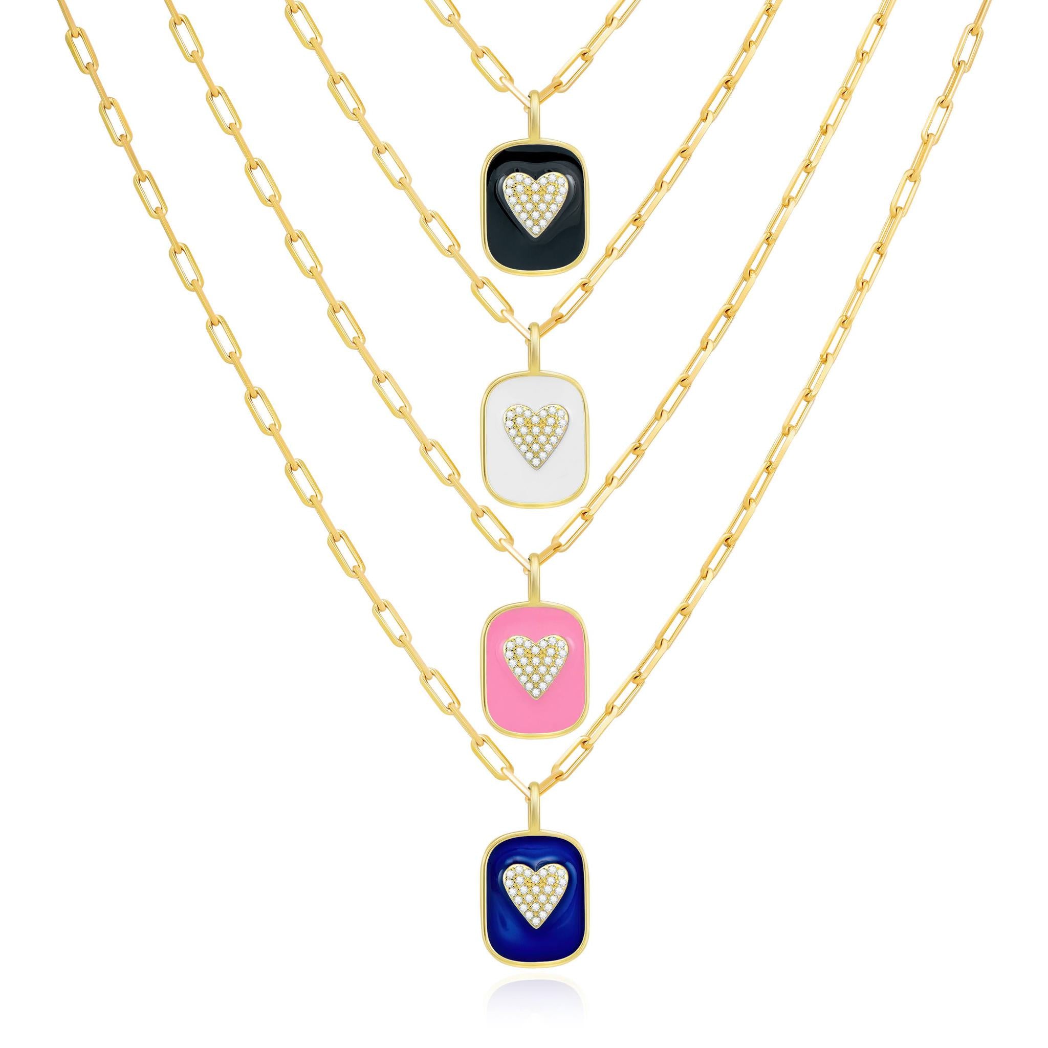 Enamel Heart on Paperclip Chain