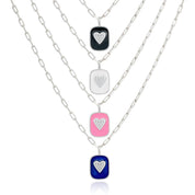 Enamel Heart on Paperclip Chain
