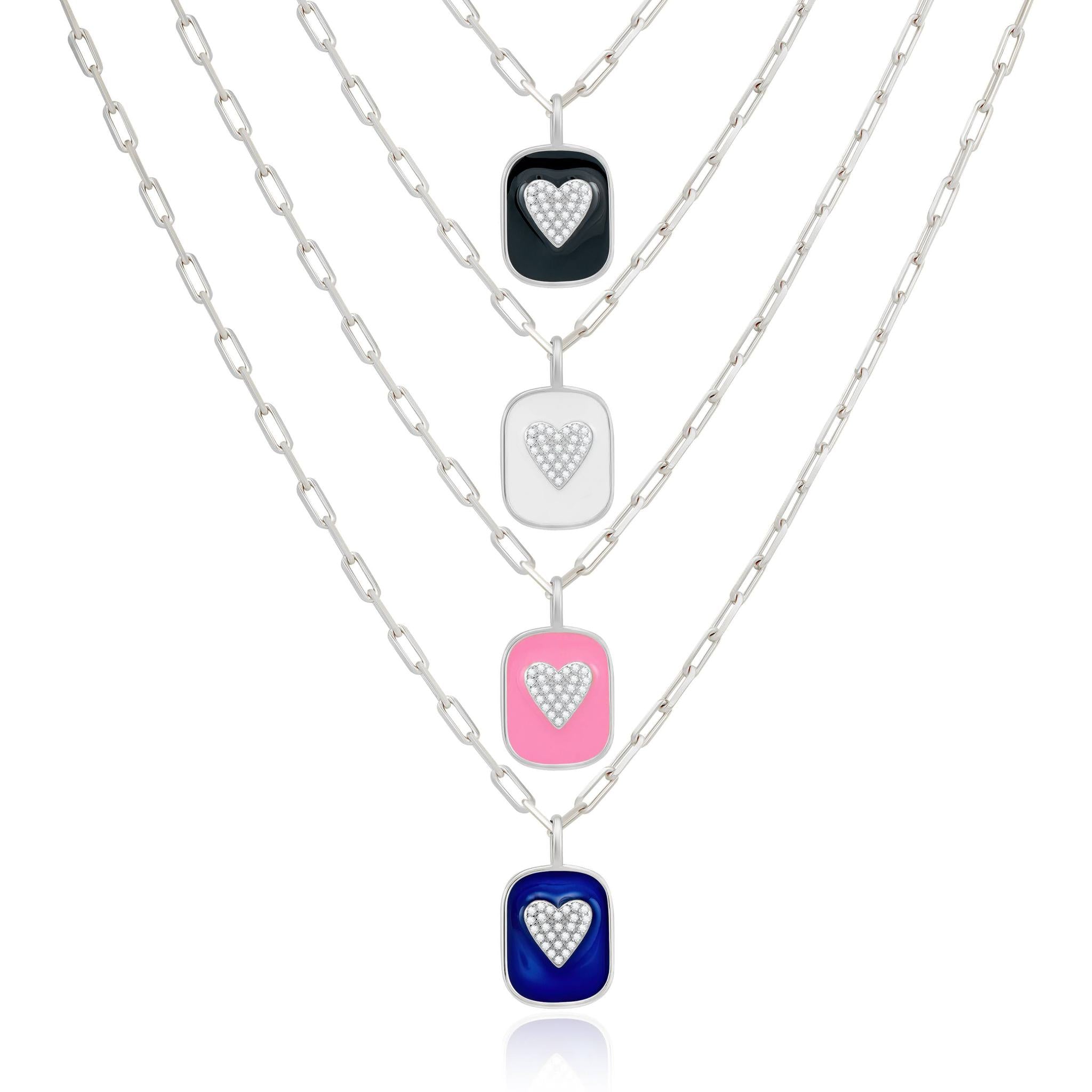 Enamel Heart on Paperclip Chain