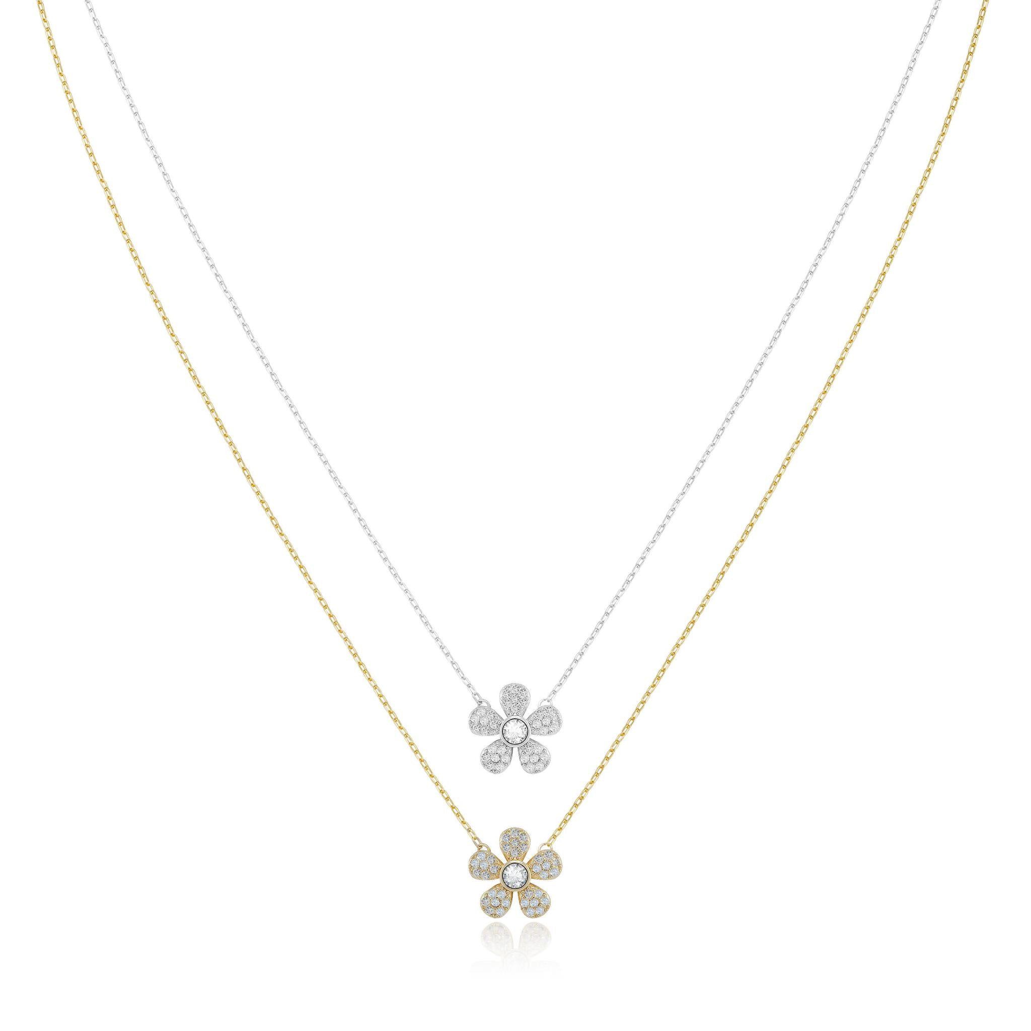 Pavé Daisy Flower Necklace