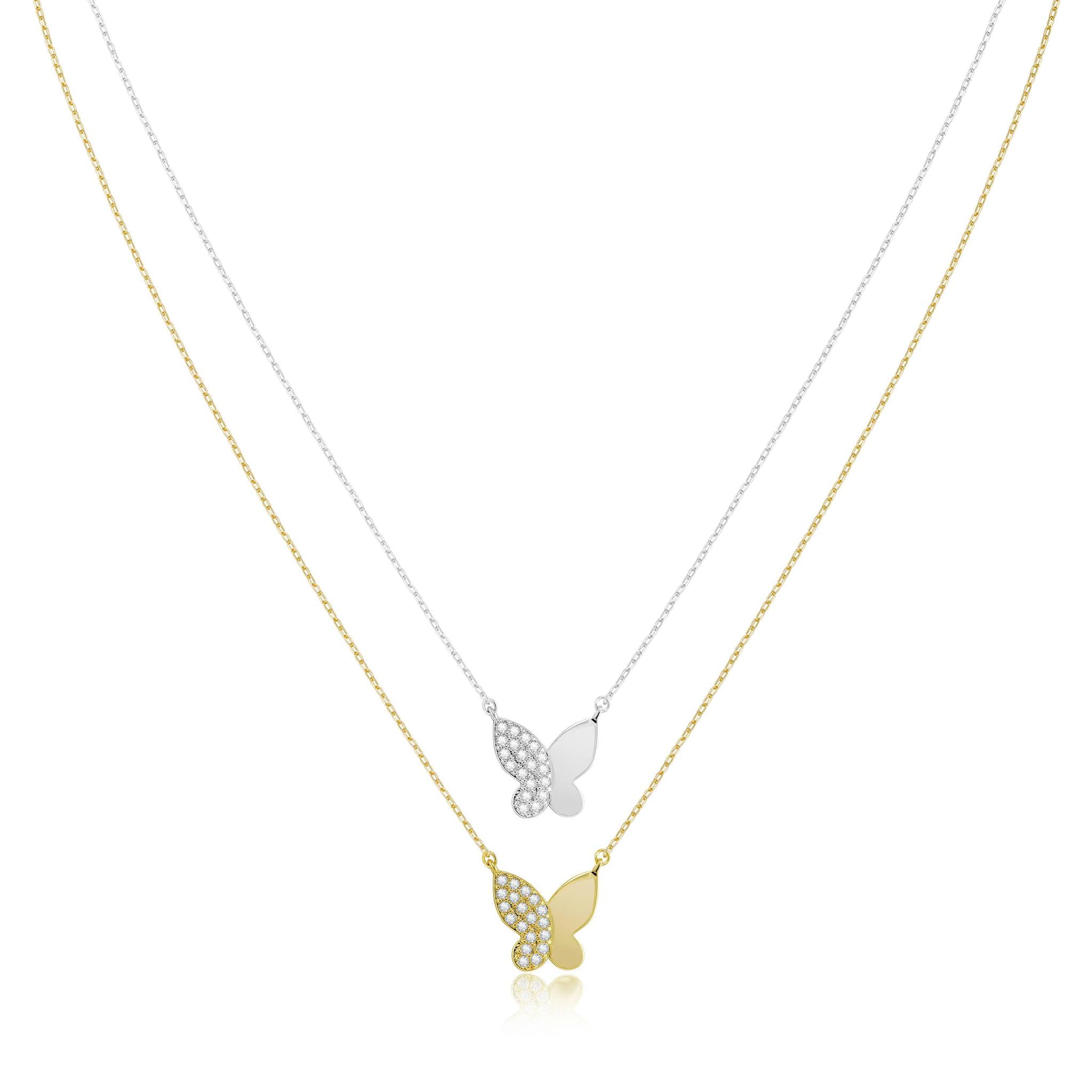 Dainty Butterfly Pavé Necklace