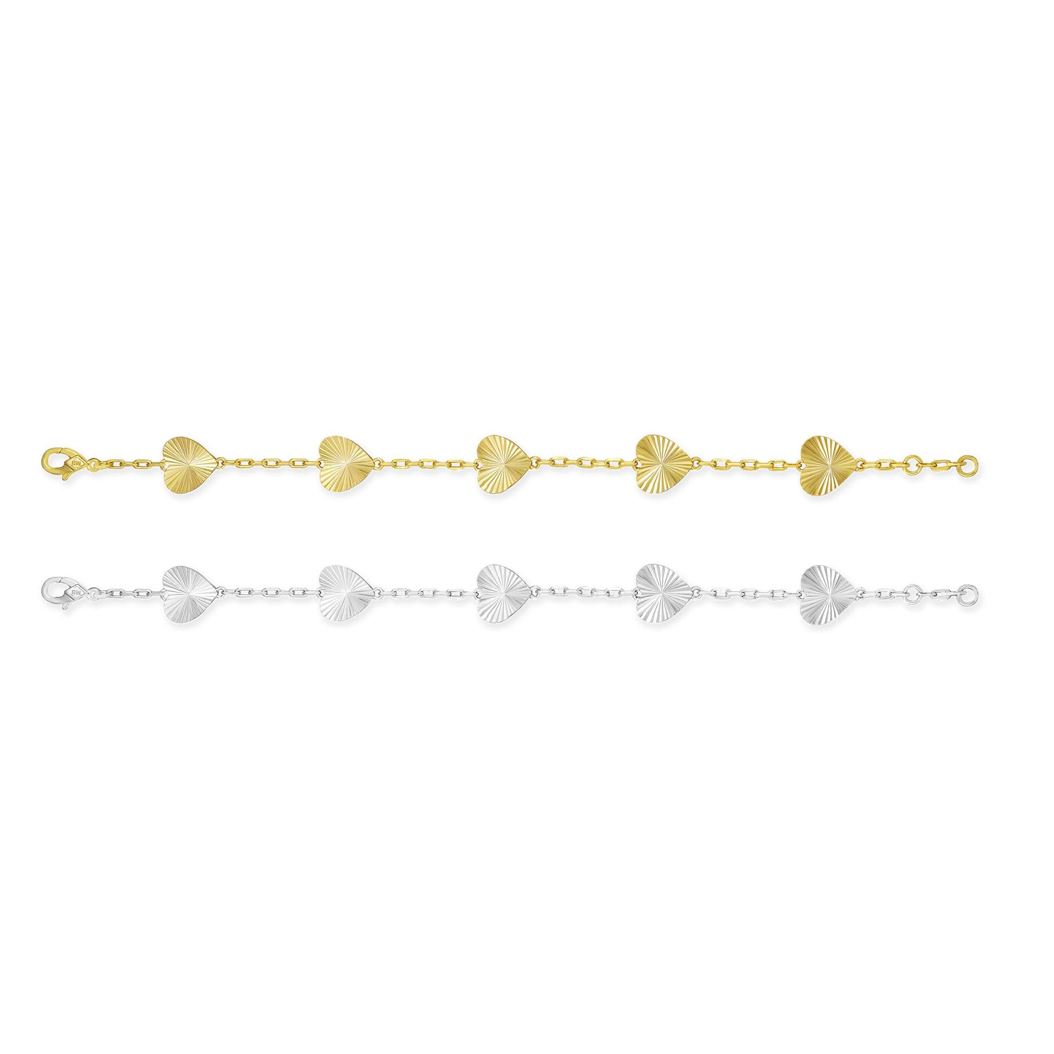 5 Fluted Heart Signature Bracelet