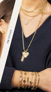 MB Fluted Heart Pendant on Paperclip Chain
