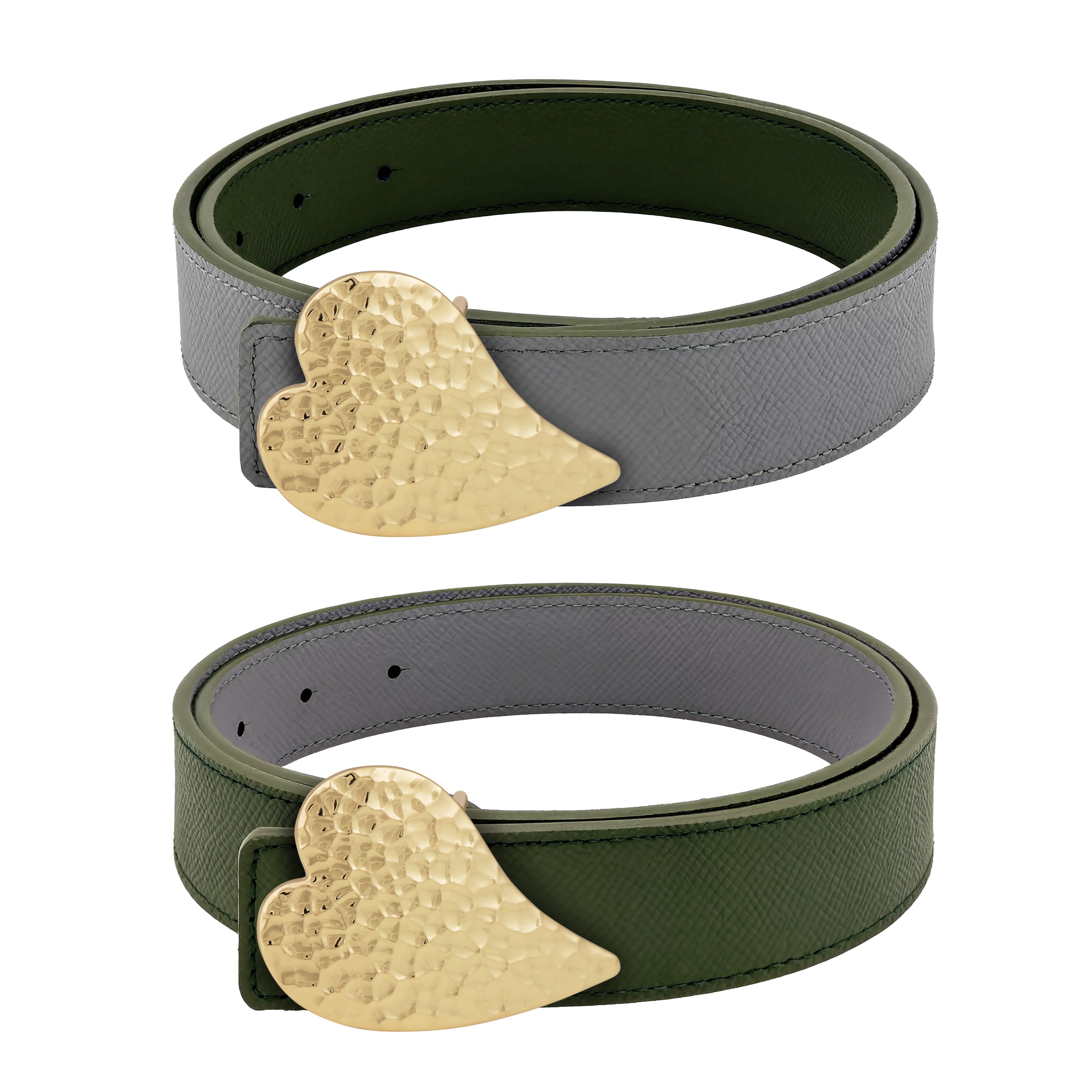Belts_green_gray_with_hammered_heart_buckles_gold_1.jpg