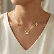 3 Pave Daisy Necklace