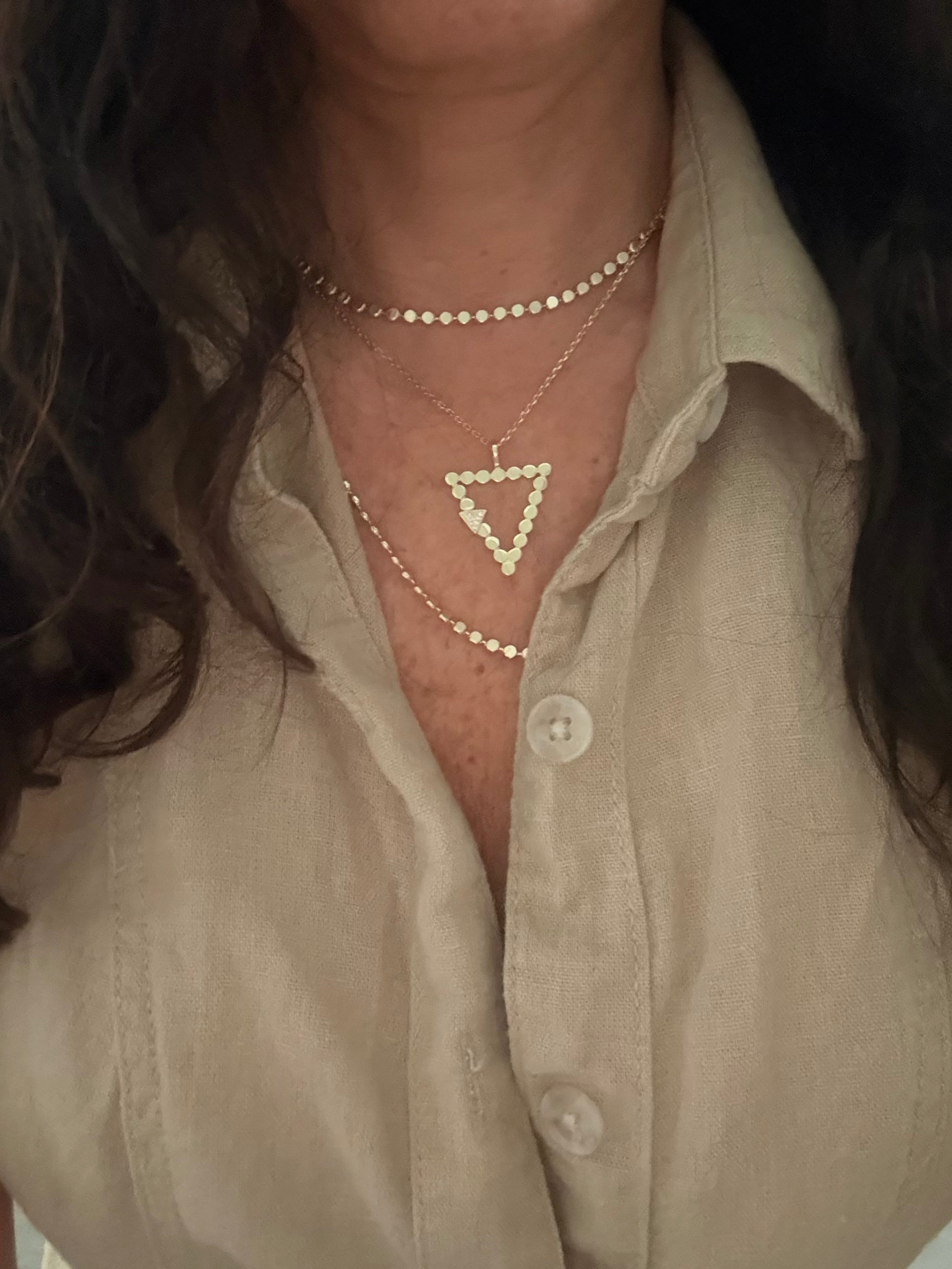 Dot Triangle Necklace on a Dainty Chain