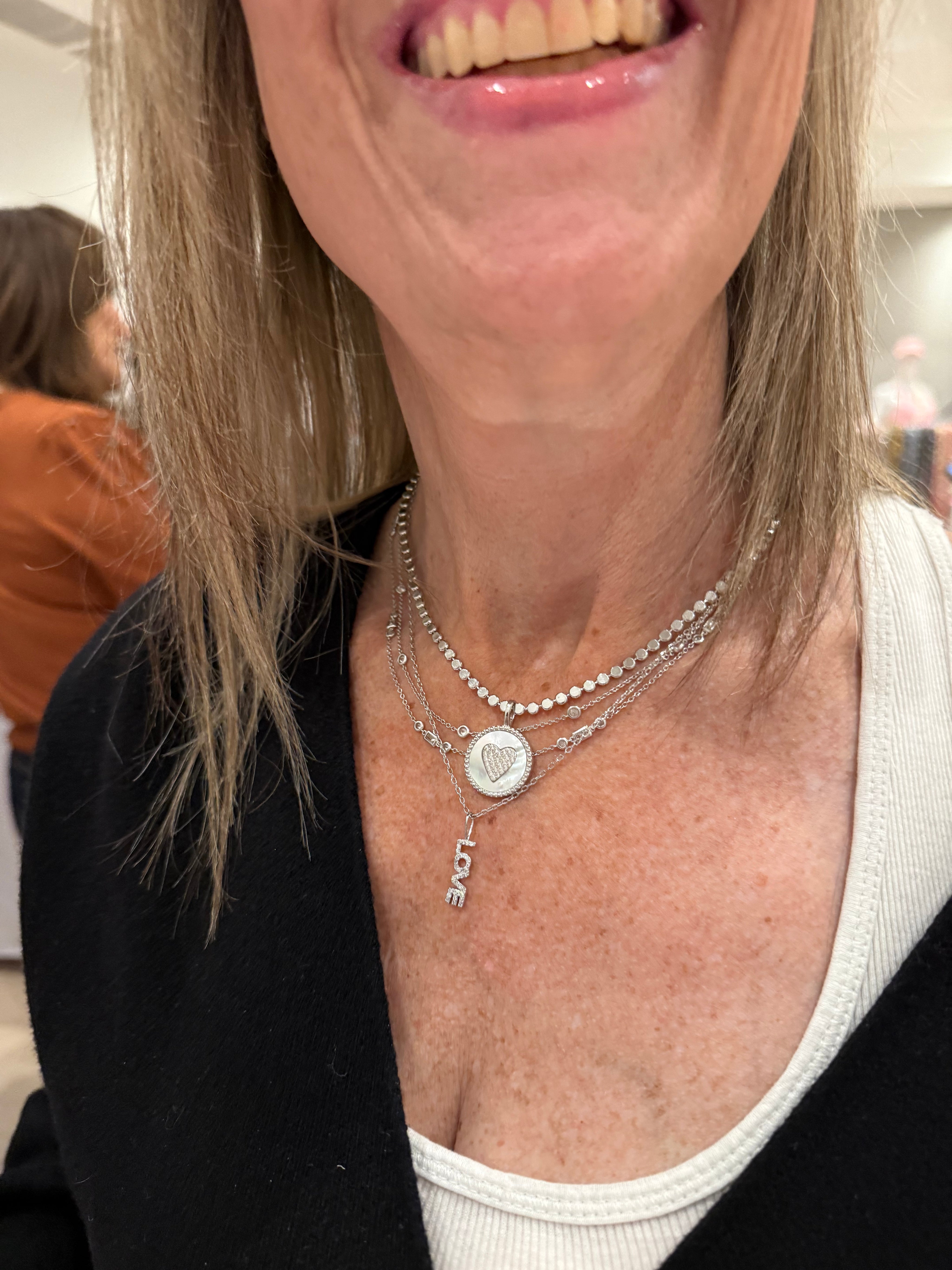 Mini Pavé Love on Dainty Chain Necklace