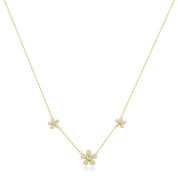 3 Pave Daisy Necklace