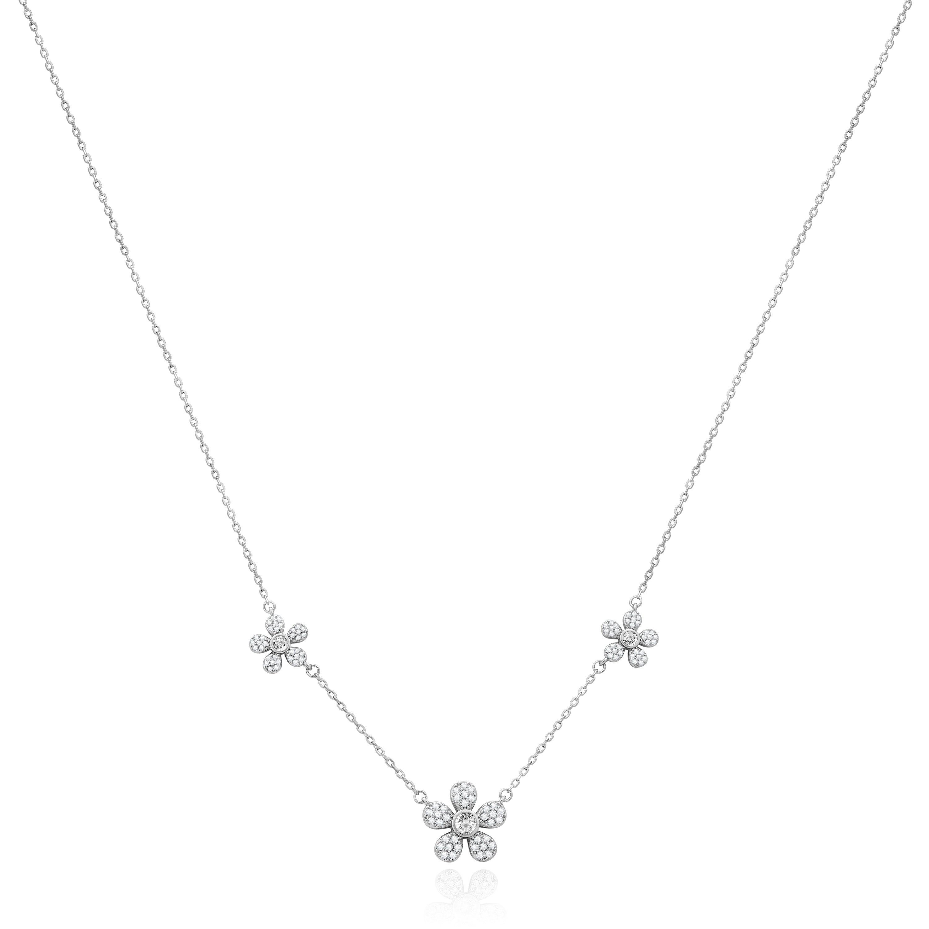 3 Pave Daisy Necklace