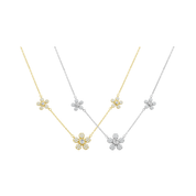 3 Pave Daisy Necklace
