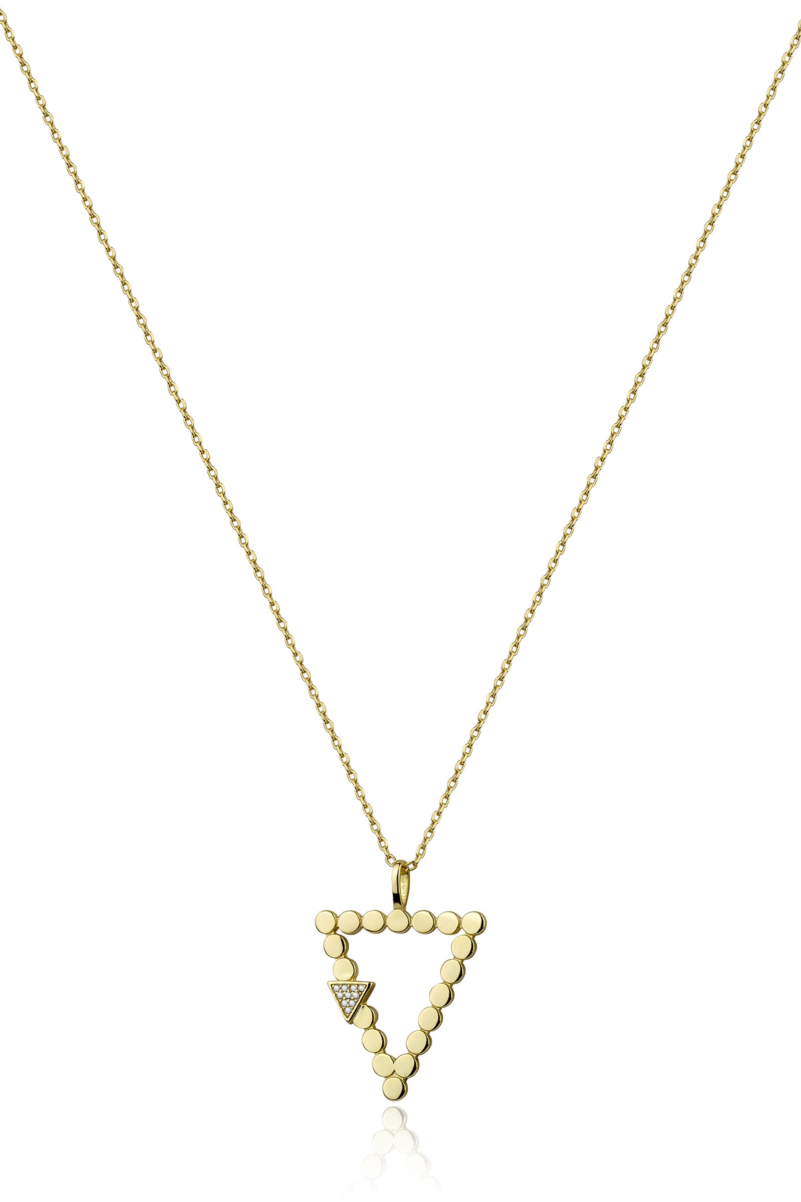 Dot Triangle Necklace on a Dainty Chain