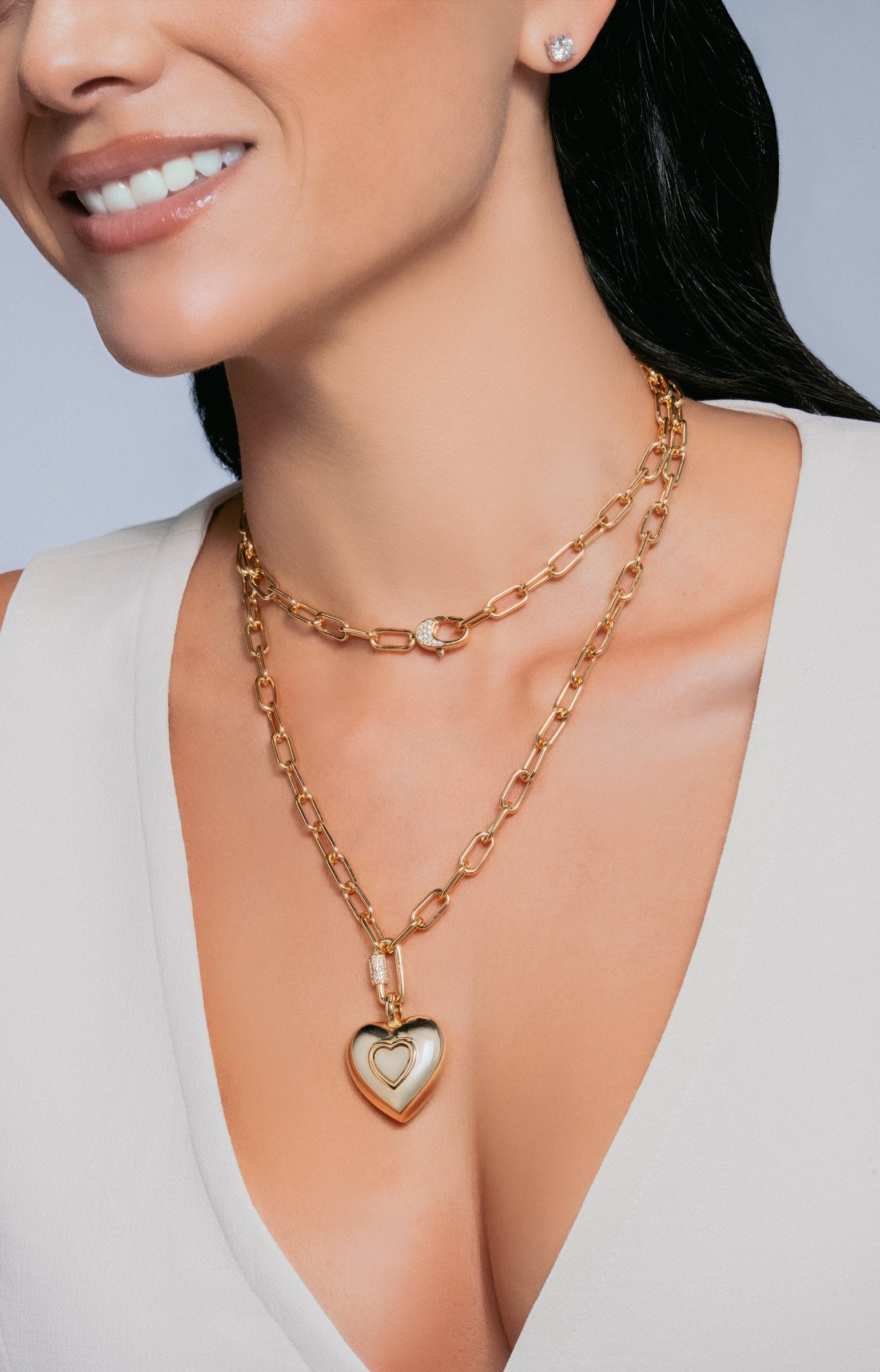 MB Puffy Double Wrap Heart Necklace