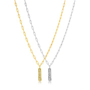 Love Bar Pendant on Paperclip Chain