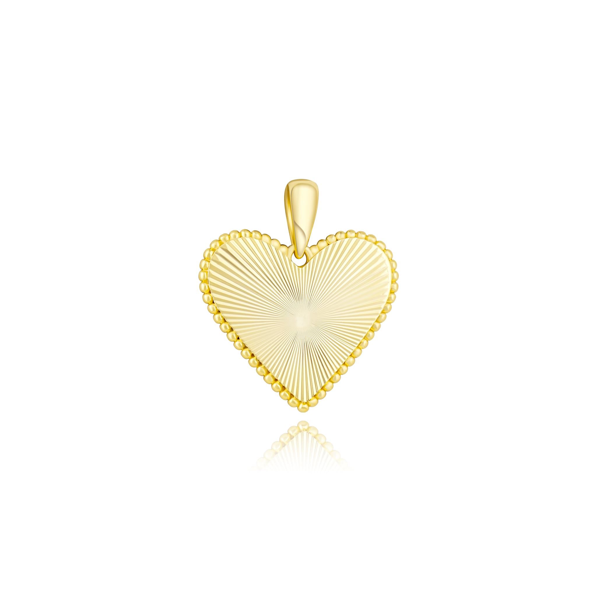 MB Fluted Heart Pendant on Paperclip Chain
