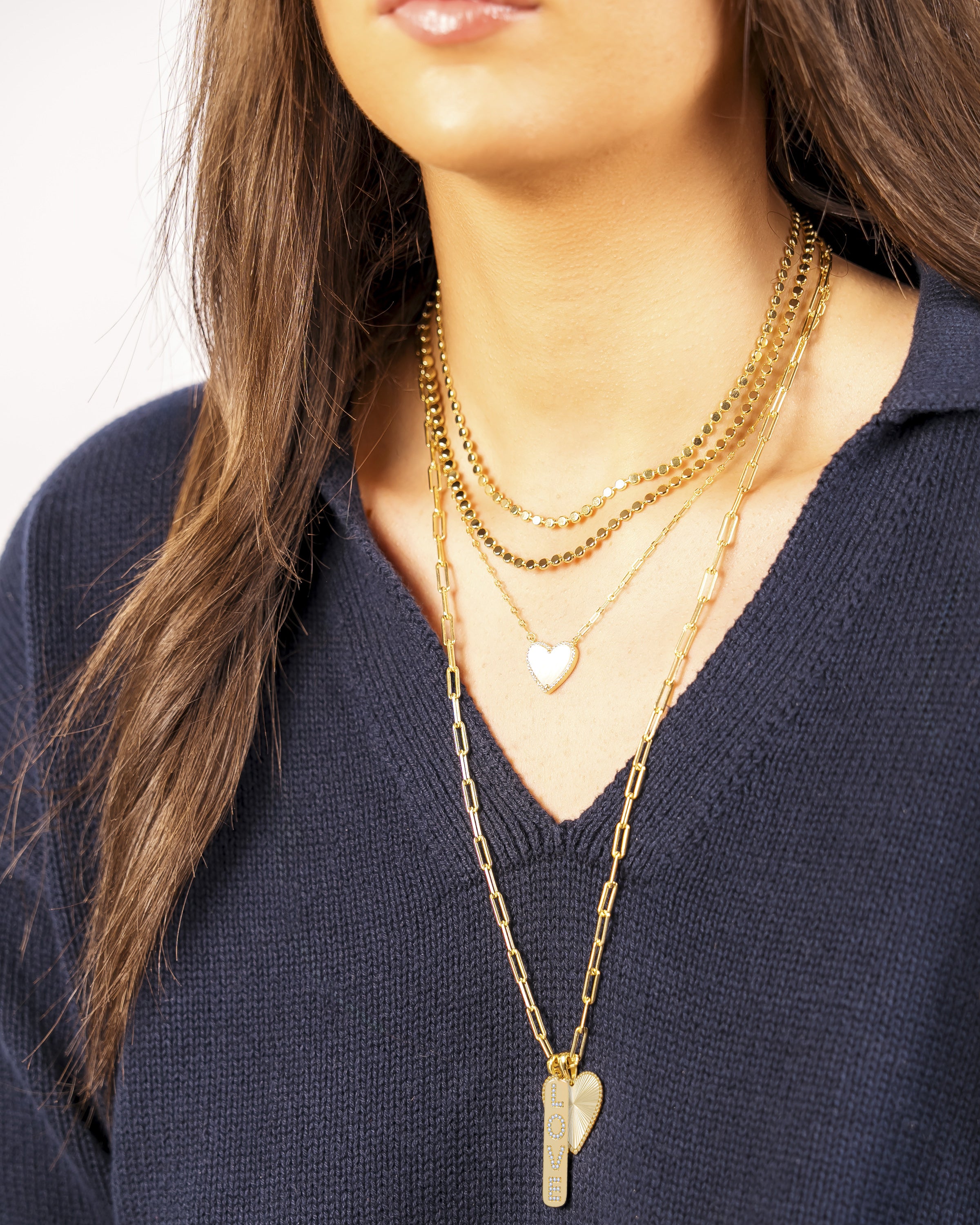 Shimmering Stone Reversible Heart Necklace