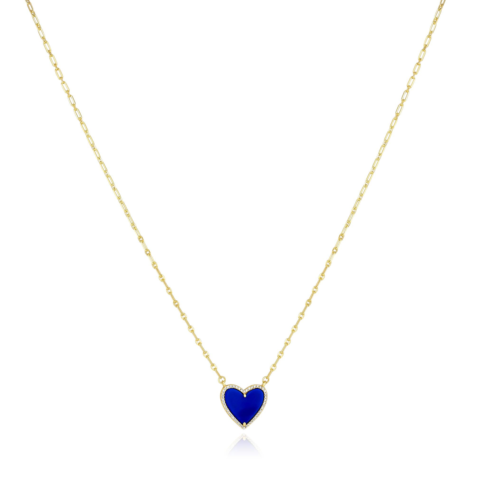 Shimmering Stone Reversible Heart Necklace