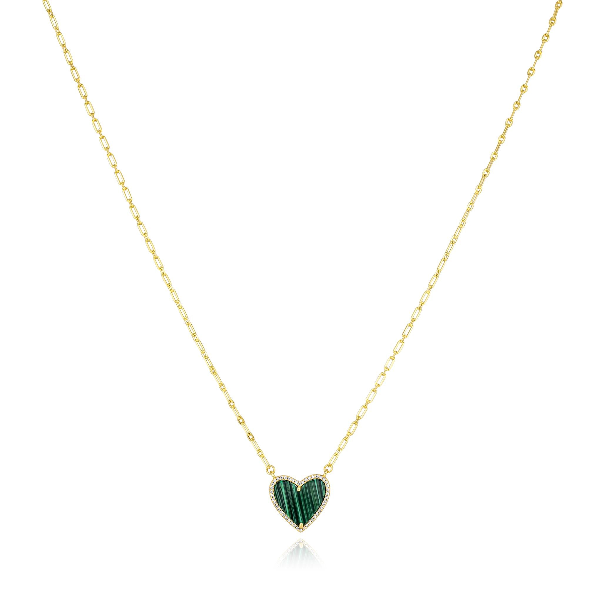 Shimmering Stone Reversible Heart Necklace