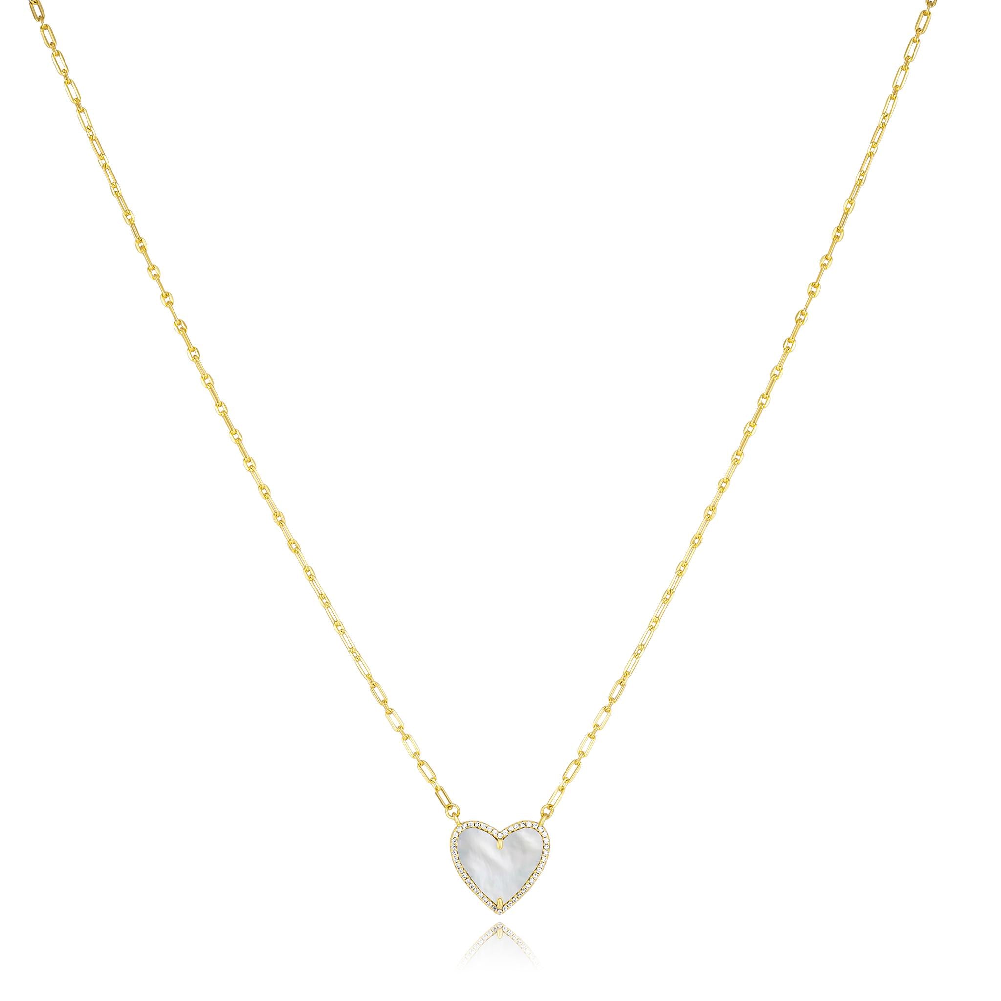Shimmering Stone Reversible Heart Necklace