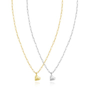 Wavy Heart Pendant on Paperclip Chain