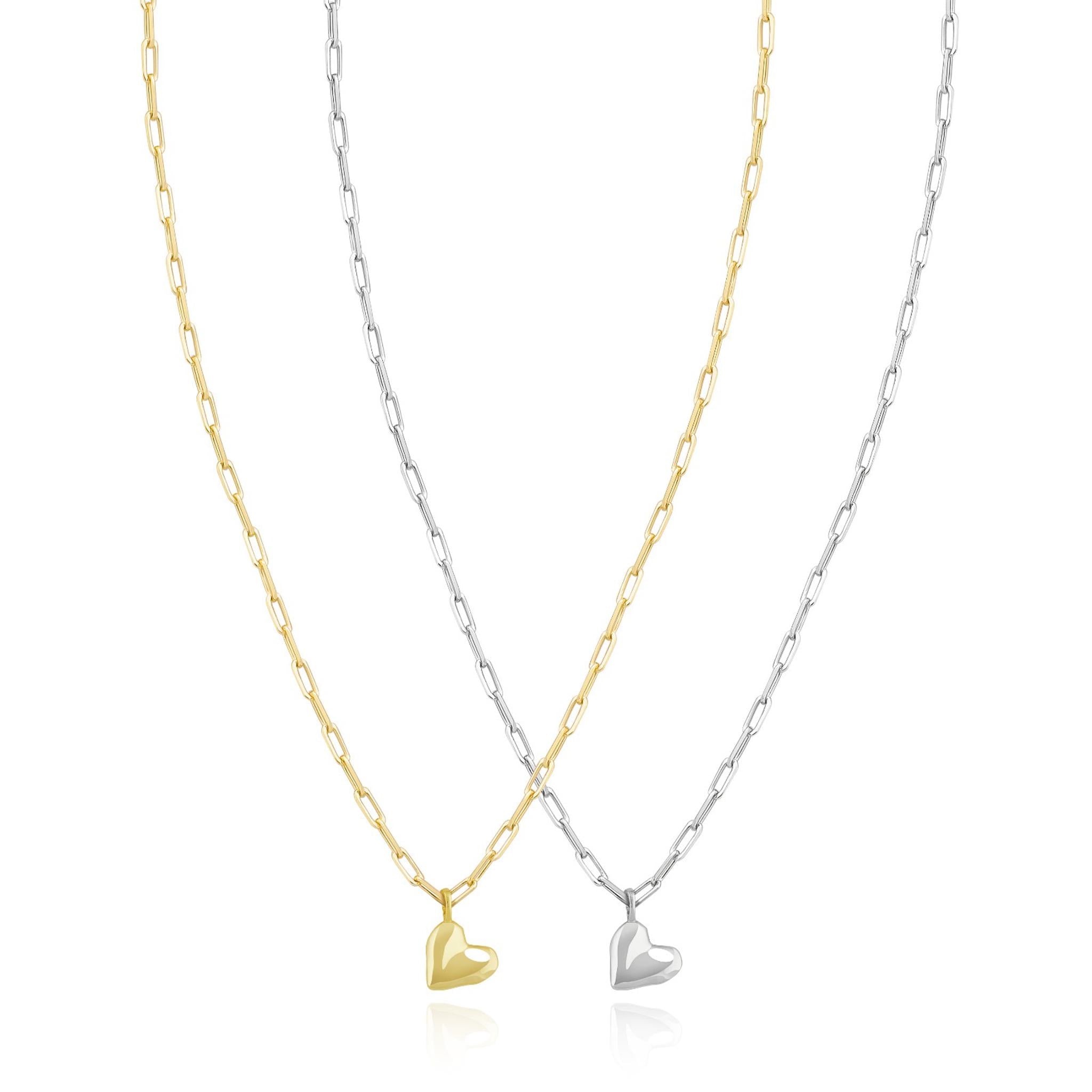 Wavy Heart Pendant on Paperclip Chain